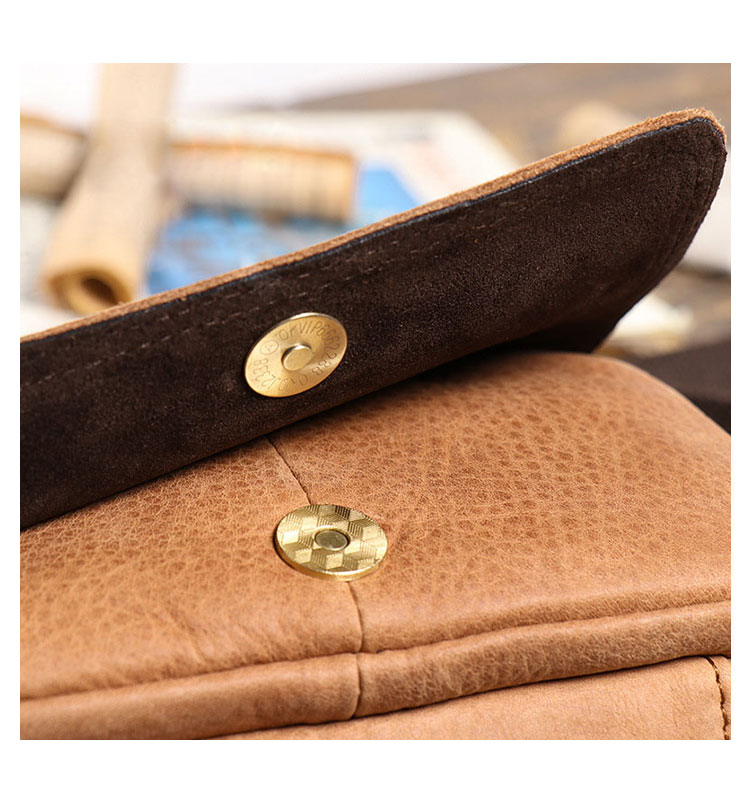 Whatna 牛革 ミニワンショルダーバッグ メンズ ミニウエストバッグ ウエストポーチバイク用 ベルトバッグ ヒップバッグ厚手 レザー 本 革 横型 縦型 男女兼用 ミニ斜め掛け ボディバッグ 胸バッグ  ワンショルダー 軽量 ブラウン 黒S1242-1-11