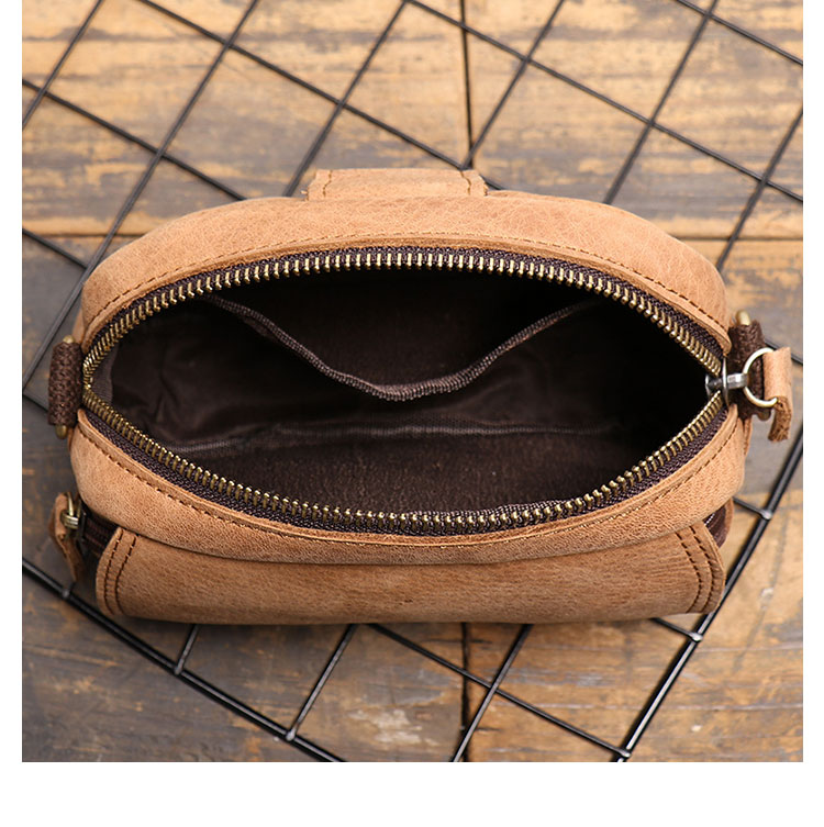 Whatna 牛革 ミニワンショルダーバッグ メンズ ミニウエストバッグ ウエストポーチバイク用 ベルトバッグ ヒップバッグ厚手 レザー 本 革 横型 縦型 男女兼用 ミニ斜め掛け ボディバッグ 胸バッグ  ワンショルダー 軽量 ブラウン 黒S1242-1-7