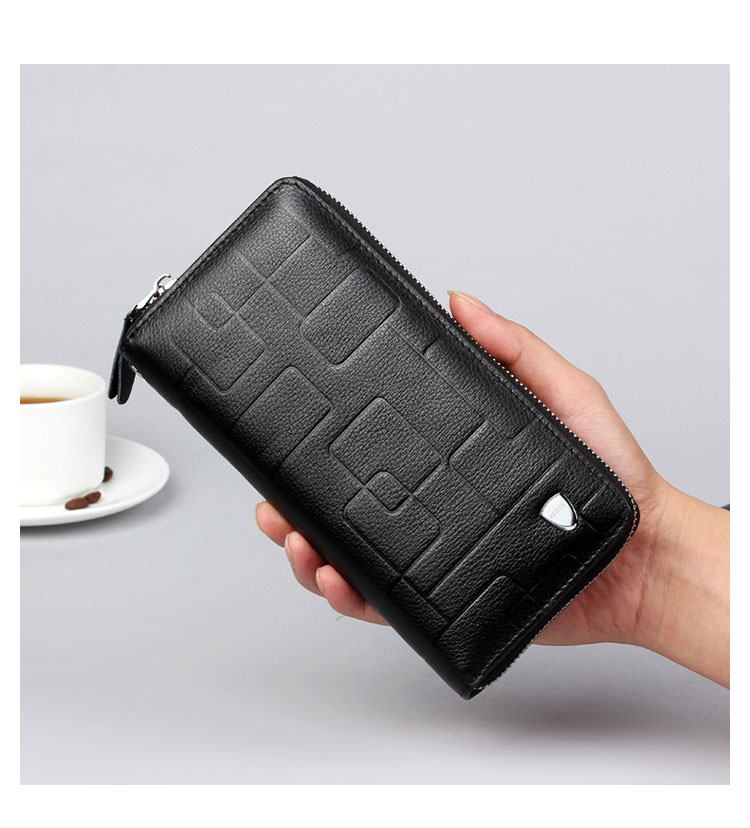 Whatna ミニセカンド バッグ メンズ 小型バッグ 長財布 12枚カード収納 カード入れ 小銭入れ 札入れ 3室仕切 牛革 厚手レザー ミニクラッチ バッグ 手持ちバッグ 手提げ財布 手持ちカバン 男性用 紳士用-4