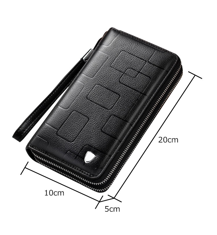 Whatna ミニセカンド バッグ メンズ 小型バッグ 長財布 12枚カード収納 カード入れ 小銭入れ 札入れ 3室仕切 牛革 厚手レザー ミニクラッチ バッグ 手持ちバッグ 手提げ財布 手持ちカバン 男性用 紳士用-1