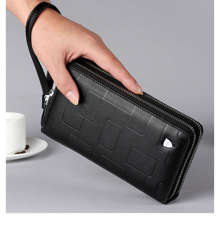 Whatna ミニセカンド バッグ メンズ 小型バッグ 長財布 12枚カード収納 カード入れ 小銭入れ 札入れ 3室仕切 牛革 厚手レザー ミニクラッチ バッグ 手持ちバッグ 手提げ財布 手持ちカバン 男性用 紳士用-6