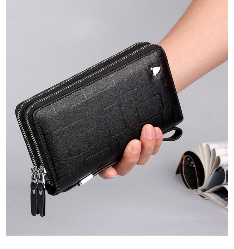 Whatna ミニセカンド バッグ メンズ 小型バッグ 長財布 12枚カード収納 カード入れ 小銭入れ 札入れ 3室仕切 牛革 厚手レザー ミニクラッチ バッグ 手持ちバッグ 手提げ財布 手持ちカバン 男性用 紳士用-5