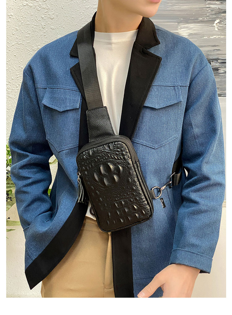 Whatna 天 然 牛 革 ワンショルダーメンズ ボディ斜め掛け胸バッグ ボディーバッグ 肩掛けバッグ 2室仕切 本革 厚手  レザー左右付け替えが可能 4943-12