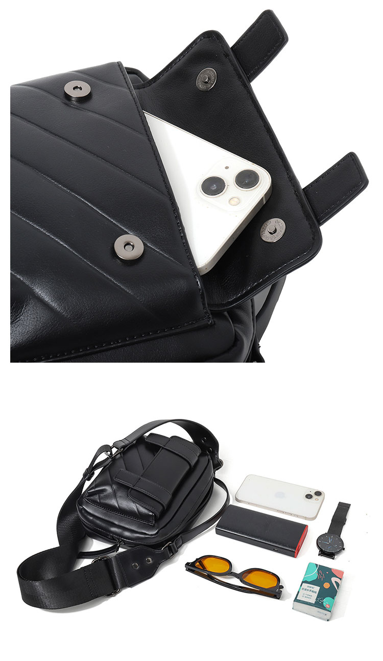 Whatna 革 ミニワンショルダーバッグ メンズ 3way ミニ斜め掛け胸バッグ 手提げバッグ 手持げバッグ ミニセカンドバッグダブルファスナー レザーカジュアル フォーマル ビジネス 通学 通勤 肩掛けバッグ 自転車かばん プレゼント男性-6