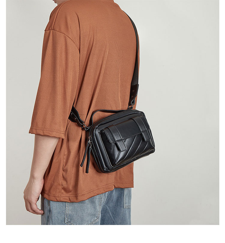 Whatna 革 ミニワンショルダーバッグ メンズ 3way ミニ斜め掛け胸バッグ 手提げバッグ 手持げバッグ ミニセカンドバッグダブルファスナー レザーカジュアル フォーマル ビジネス 通学 通勤 肩掛けバッグ 自転車かばん プレゼント男性-9