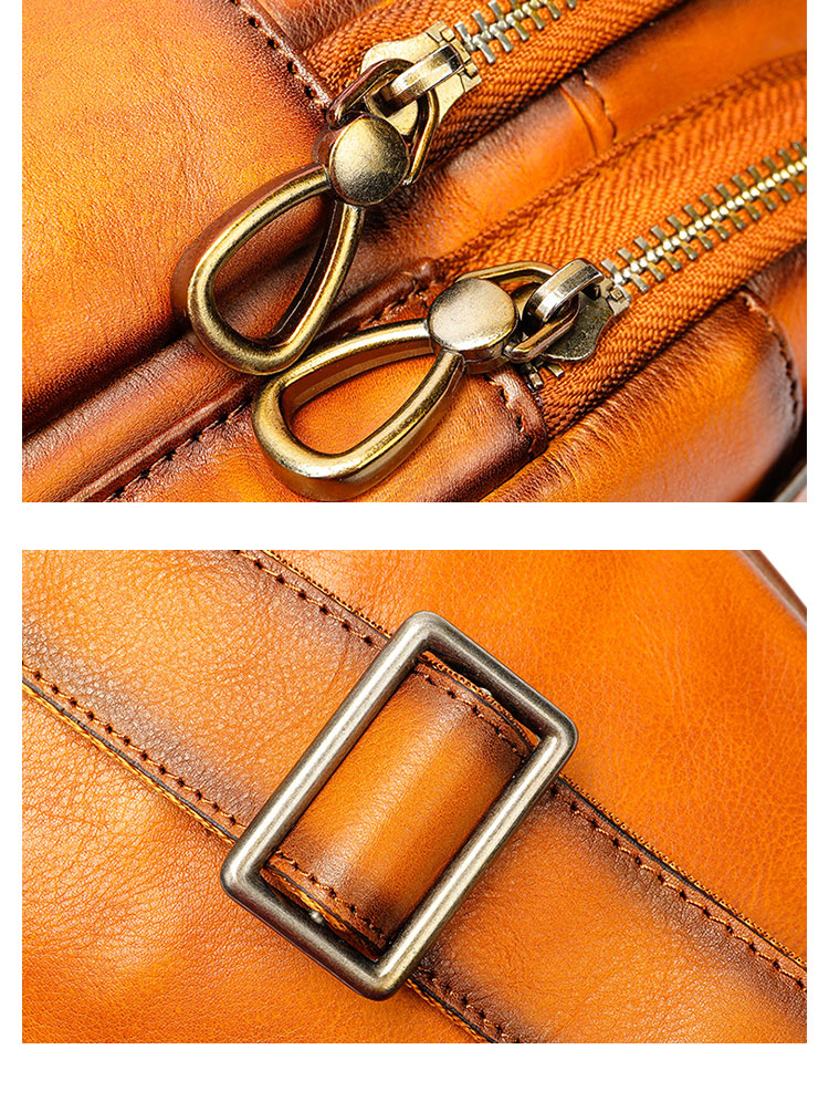 Whatnaアンティーク風合い鞣し天 然 牛 革 ワンショルダーメンズ 3way 斜めがけ 肩掛けミニボディバッグ 胸バッグ  本革 厚手 レザーIpad Mini収納可 9148-9