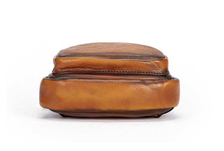 Whatna アンティーク風合い鞣し天 然 牛 革 ワンショルダーメンズ 3way 斜めがけ 肩掛けミニボディバッグ 胸バッグ  本革 厚手 レザーIpad Mini収納可 9155-4