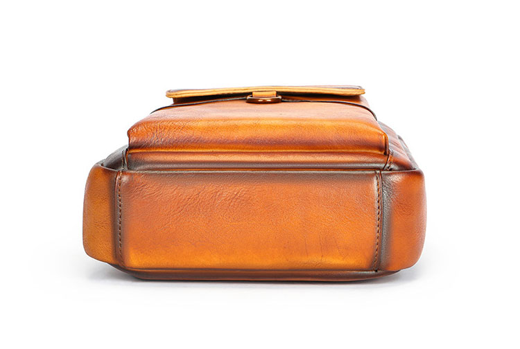 Whatna アンティーク風合い鞣し天 然 牛 革 ワンショルダーメンズ 3way 斜めがけ 肩掛けミニボディバッグ 胸バッグ  本革 厚手 レザーIpad Mini収納可 9159-4