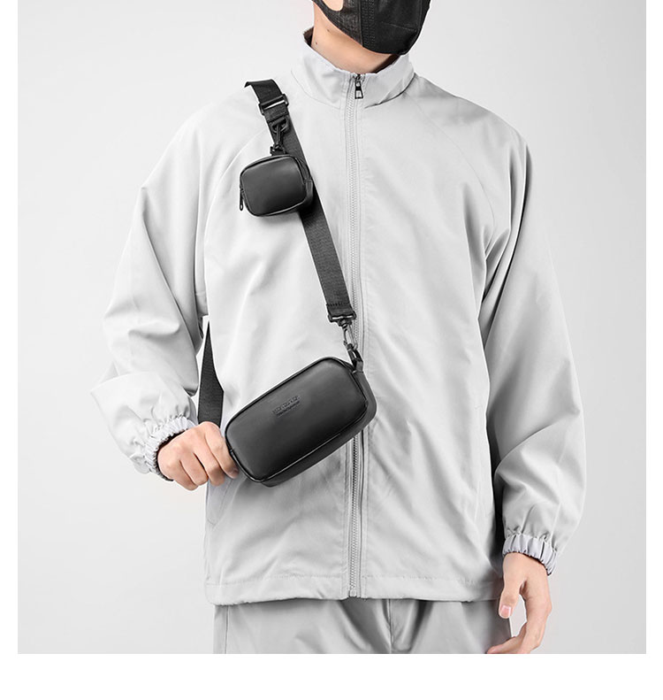 Whatna  2点セット ミニショルダーバッグ メンズ レディース 2way ミニ斜め掛け胸バッグ  小銭入れ付 PUレザー 手持げバッグきミニセカンドバッグ カジュアル フォーマル ビジネス 通学 通勤 肩掛けバッグ 自転車かばん プレゼント男性-11