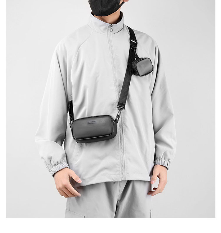 Whatna  2点セット ミニショルダーバッグ メンズ レディース 2way ミニ斜め掛け胸バッグ  小銭入れ付 PUレザー 手持げバッグきミニセカンドバッグ カジュアル フォーマル ビジネス 通学 通勤 肩掛けバッグ 自転車かばん プレゼント男性-12