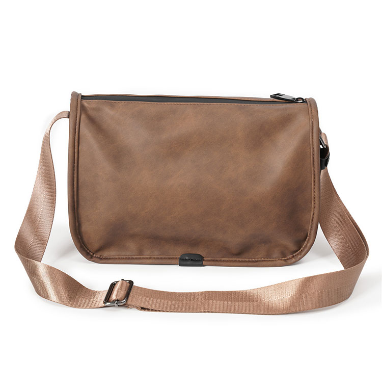 Whatna 革 ワンショルダーバッグ メンズ 斜め掛け ボディバッグ 胸バッグ 厚手 PUレザー メッセンジャーバッグ 横型 ipad 10.5収納可 肩掛け 通勤 通学 斜めがけバッグ 防水 バッグ 自転車 かばん男性用-3