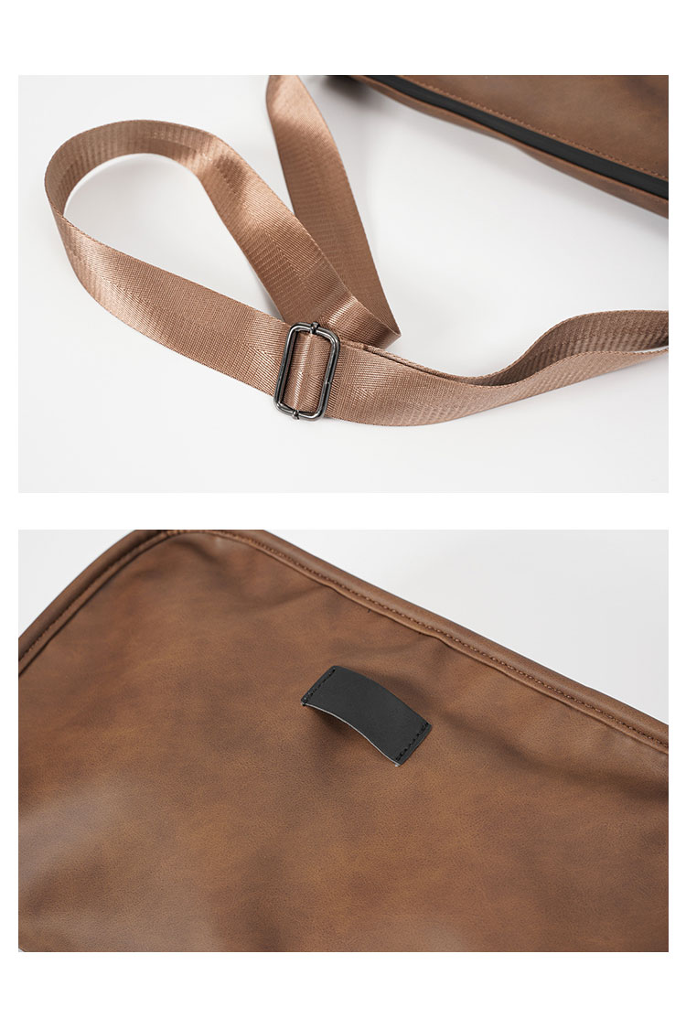 Whatna 革 ワンショルダーバッグ メンズ 斜め掛け ボディバッグ 胸バッグ 厚手 PUレザー メッセンジャーバッグ 横型 ipad 10.5収納可 肩掛け 通勤 通学 斜めがけバッグ 防水 バッグ 自転車 かばん男性用-8