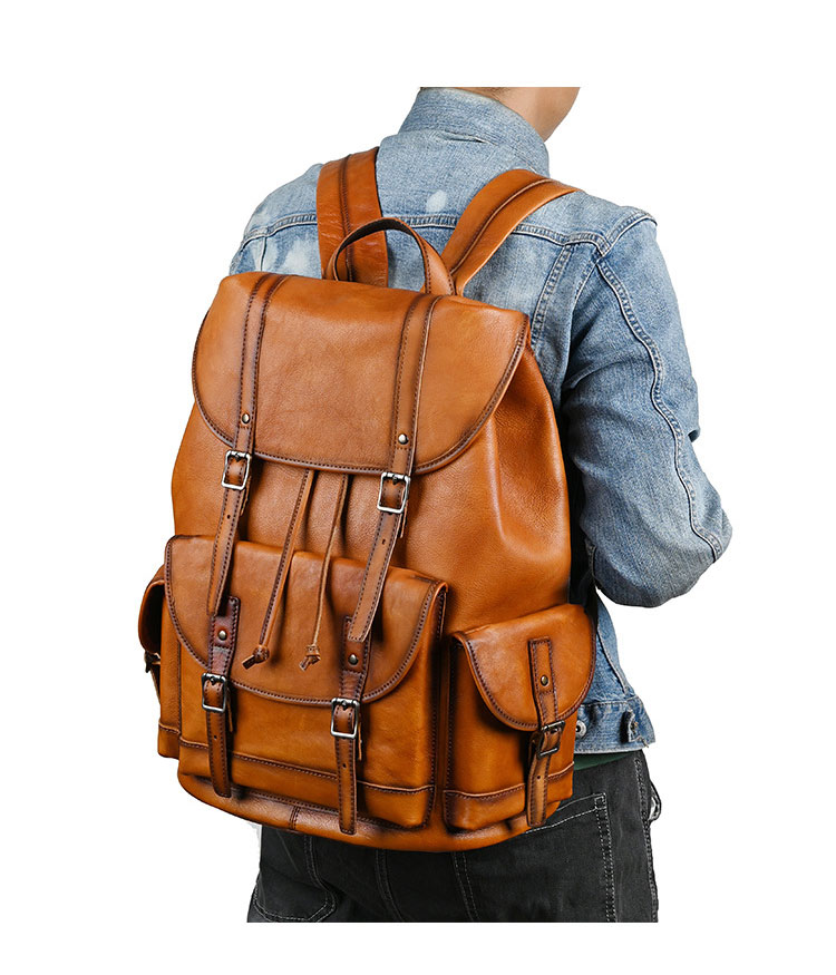 Whatna アンティーク風合い鞣し天 然 牛革ビジネスバッグメンズバッグ 手提げ・リュックの2WAY厚 手 本革 レザー A4 17インチpc収納可 旅行 出張用 通勤 通学 就活 面接 バッグ かばん 男性用 ブラウン1269-8