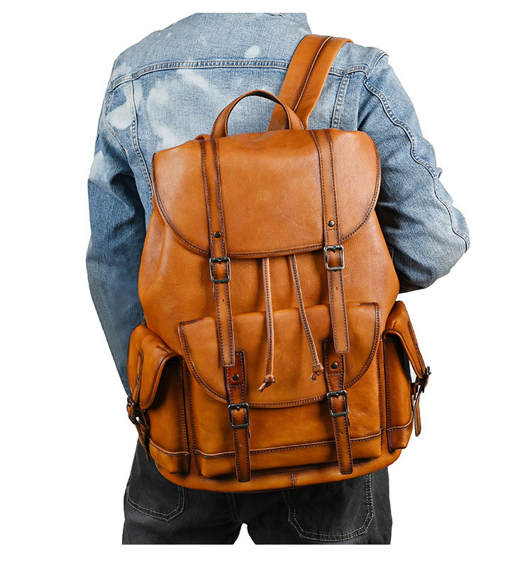 Whatna アンティーク風合い鞣し天 然 牛革ビジネスバッグメンズバッグ 手提げ・リュックの2WAY厚 手 本革 レザー A4 17インチpc収納可 旅行 出張用 通勤 通学 就活 面接 バッグ かばん 男性用 ブラウン1269-9