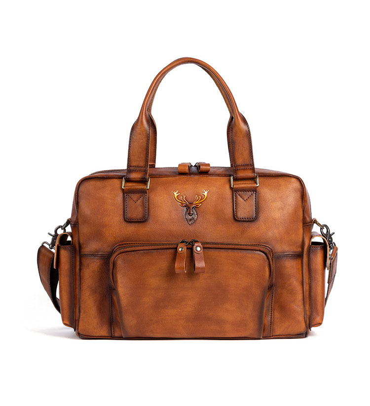 Whatna アンティーク風合い鞣し天 然 牛革 ビジネスバッグメンズ 2way ショルダー 手提げバッグブリーフケース16インチPC対応 旅行 出張 通勤 通学 就活 面接 バッグ かばん 男性用WX8629-1