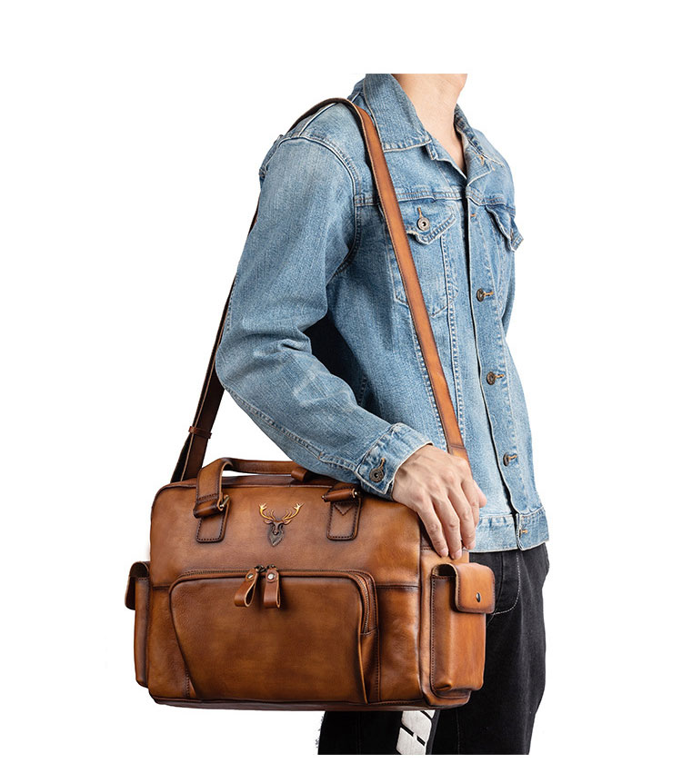 Whatna アンティーク風合い鞣し天 然 牛革 ビジネスバッグメンズ 2way ショルダー 手提げバッグブリーフケース16インチPC対応 旅行 出張 通勤 通学 就活 面接 バッグ かばん 男性用WX8629-7