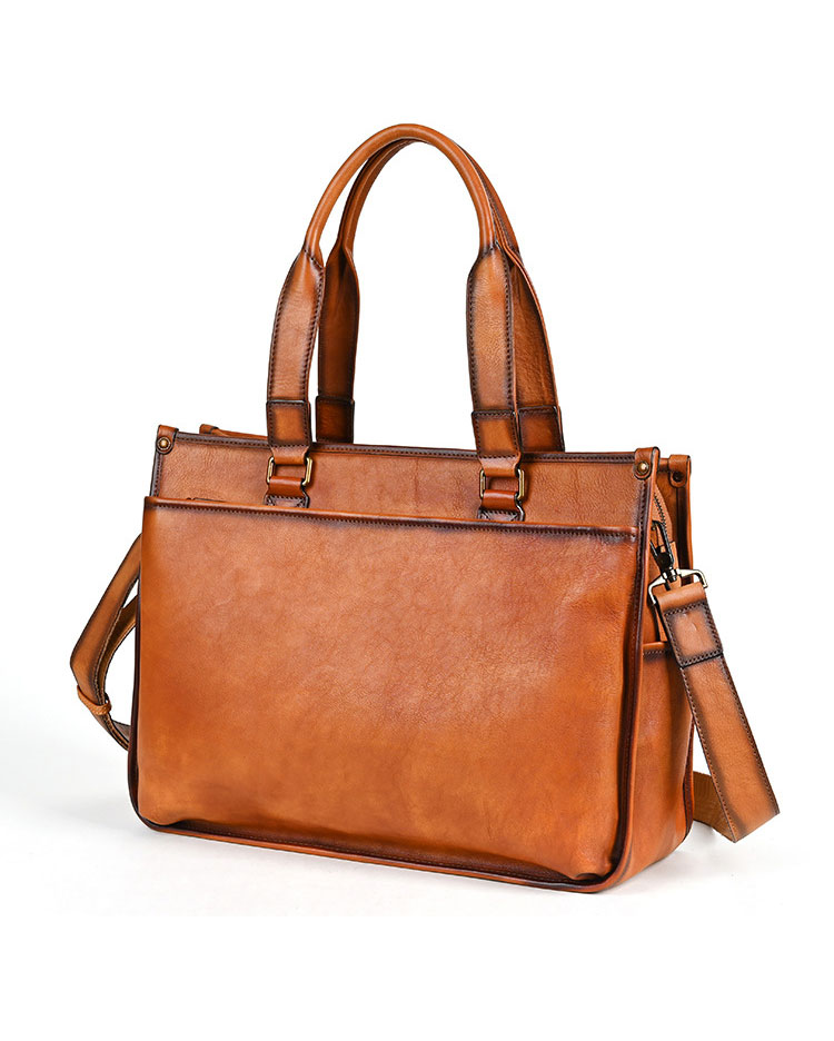 Whatna アンティーク風合い鞣し天 然 牛革 ビジネスバッグメンズ 2way ショルダー 手提げバッグブリーフケース16インチPC対応 旅行 出張 通勤 通学 就活 面接 バッグ かばん 男性用WX8639-1