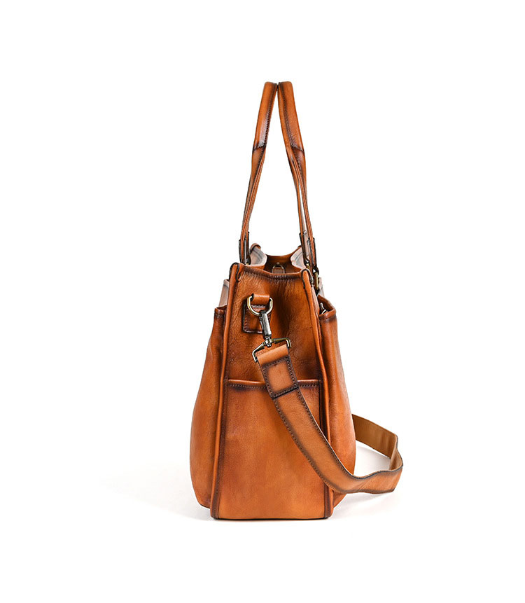 Whatna アンティーク風合い鞣し天 然 牛革 ビジネスバッグメンズ 2way ショルダー 手提げバッグブリーフケース16インチPC対応 旅行 出張 通勤 通学 就活 面接 バッグ かばん 男性用WX8639-3