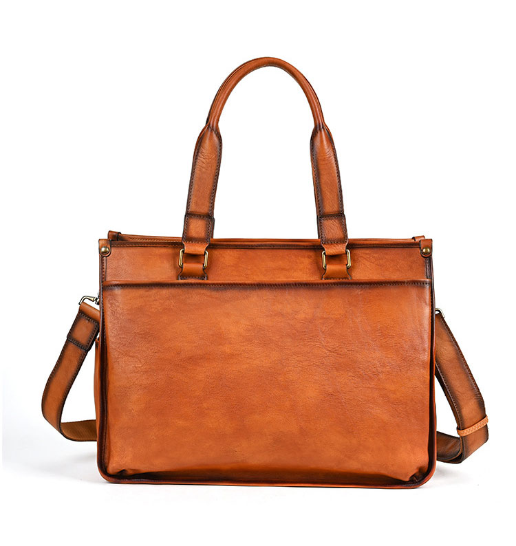 Whatna アンティーク風合い鞣し天 然 牛革 ビジネスバッグメンズ 2way ショルダー 手提げバッグブリーフケース16インチPC対応 旅行 出張 通勤 通学 就活 面接 バッグ かばん 男性用WX8639-2