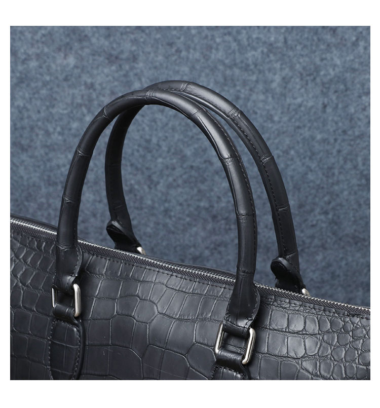 Whatna ワニ革 本革 ビジネス バッグメンズ 2way ショルダー 手提げ バッグ クロコダイル革 ダブルファスナー ブリーフケース 15.6インチPC対応 旅行 出張 通勤 通学 就活 面接 バッグ かばん 男性用 6153-5-7