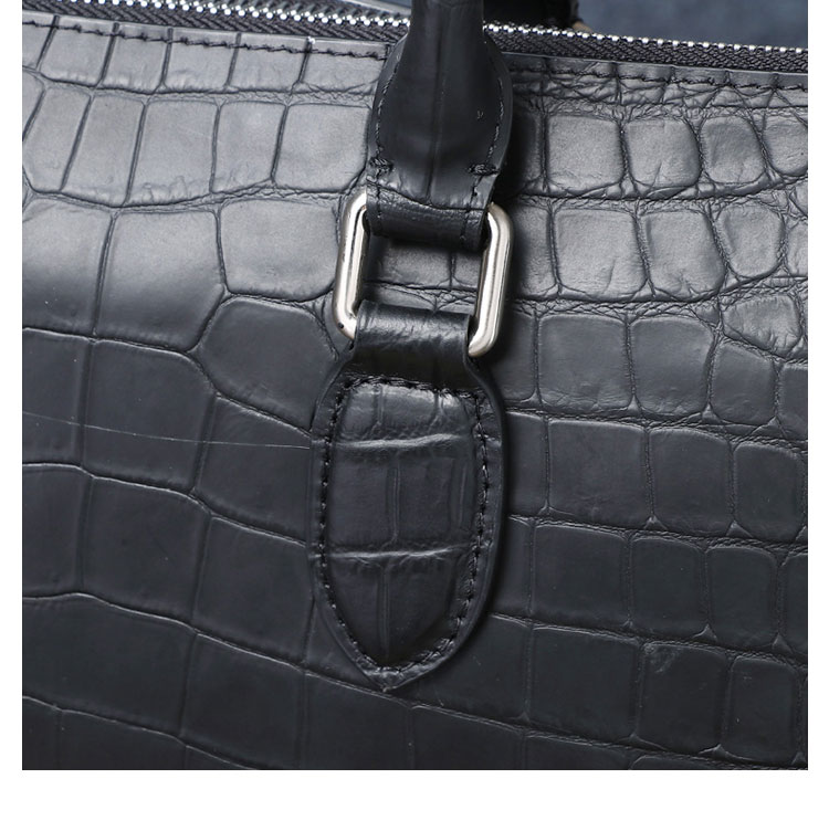 Whatna ワニ革 本革 ビジネス バッグメンズ 2way ショルダー 手提げ バッグ クロコダイル革 ダブルファスナー ブリーフケース 15.6インチPC対応 旅行 出張 通勤 通学 就活 面接 バッグ かばん 男性用 6153-5-9