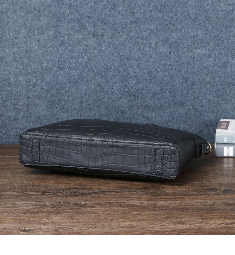 Whatna ワニ革 本革 ビジネス バッグメンズ 2way ショルダー 手提げ バッグ クロコダイル革 ダブルファスナー ブリーフケース 15.6インチPC対応 旅行 出張 通勤 通学 就活 面接 バッグ かばん 男性用 6153-5-4