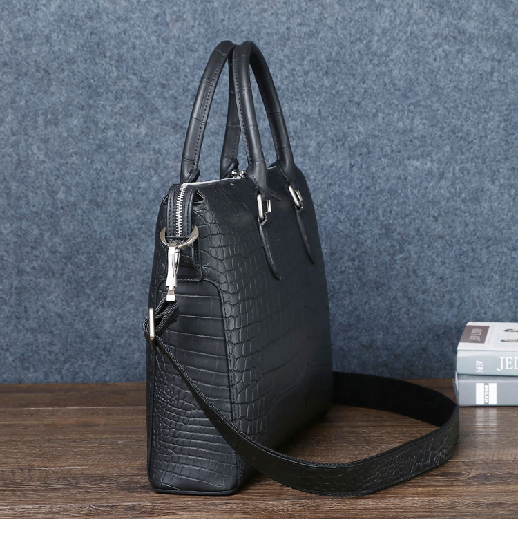 Whatna ワニ革 本革 ビジネス バッグメンズ 2way ショルダー 手提げ バッグ クロコダイル革 ダブルファスナー ブリーフケース 15.6インチPC対応 旅行 出張 通勤 通学 就活 面接 バッグ かばん 男性用 6153-5-2