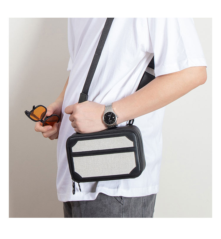 Whatna 革 ワンショルダーバッグ メンズ 斜め掛け ボディバッグ 胸バッグ 厚手 PUレザー メッセンジャーバッグ 横型 ipad Mini収納可 肩掛け 通勤 通学 斜めがけバッグ 防水 バッグ 自転車 かばん男性用-7