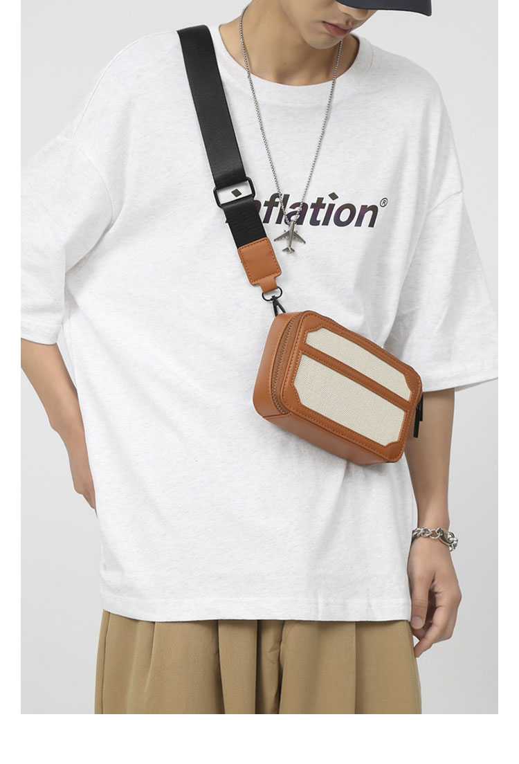 Whatna 革 ワンショルダーバッグ メンズ 斜め掛け ボディバッグ 胸バッグ 厚手 PUレザー メッセンジャーバッグ 横型 ipad Mini収納可 肩掛け 通勤 通学 斜めがけバッグ 防水 バッグ 自転車 かばん男性用-11