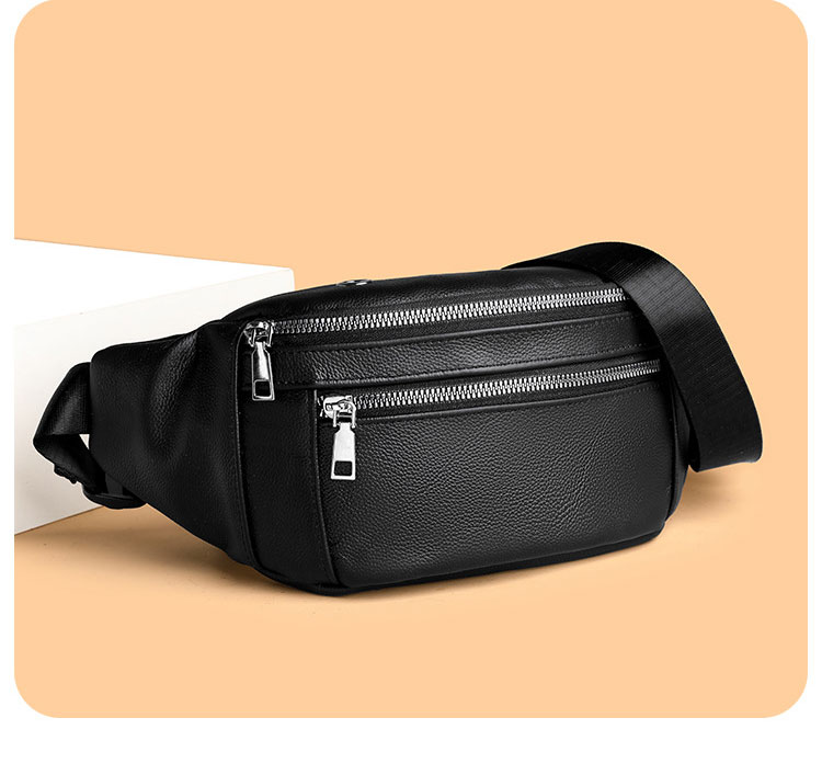 Whatna 牛革 ワンショルダーメンズ 斜めがけ ボディバッグ  ウエストバッグ ウエストポーチ ショルダーバッグ 男女兼用 本革 軽量 黒 ブラウン 017-2