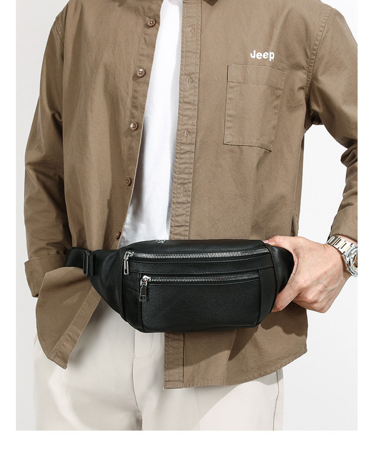 Whatna 牛革 ワンショルダーメンズ 斜めがけ ボディバッグ  ウエストバッグ ウエストポーチ ショルダーバッグ 男女兼用 本革 軽量 黒 ブラウン 017-13