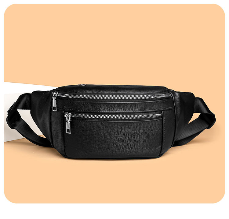 Whatna 牛革 ワンショルダーメンズ 斜めがけ ボディバッグ  ウエストバッグ ウエストポーチ ショルダーバッグ 男女兼用 本革 軽量 黒 ブラウン 017-1