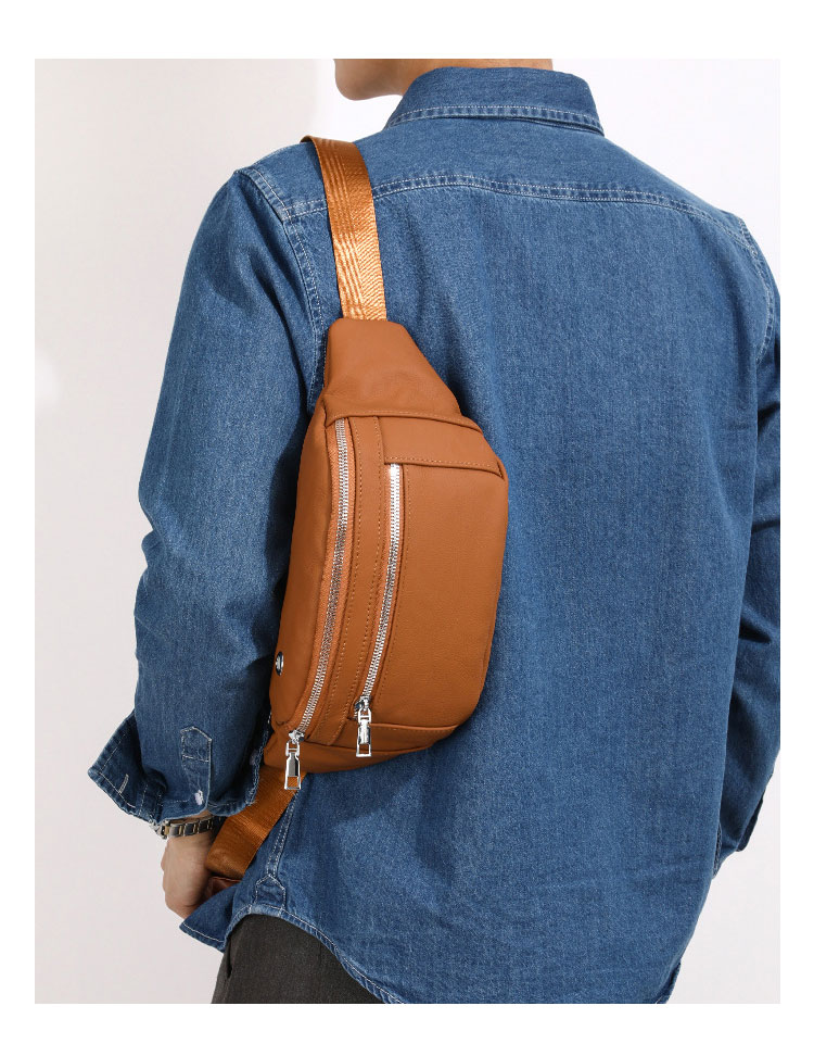 Whatna 牛革 ワンショルダーメンズ 斜めがけ ボディバッグ  ウエストバッグ ウエストポーチ ショルダーバッグ 男女兼用 本革 軽量 黒 ブラウン 017-9