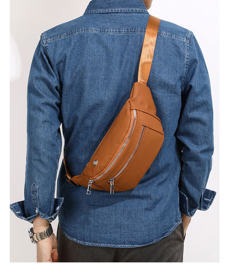 Whatna 牛革 ワンショルダーメンズ 斜めがけ ボディバッグ  ウエストバッグ ウエストポーチ ショルダーバッグ 男女兼用 本革 軽量 黒 ブラウン 017-11