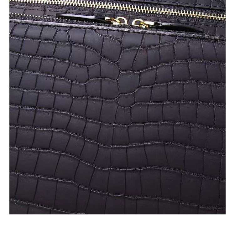 Whatna ワニ革 本革 ビジネス バッグメンズ 2way ショルダー 手提げ バッグ クロコダイル革 ダブルファスナー 2室仕切 ブリーフケース 14インチPC対応 旅行 出張 通勤 通学 就活 面接 バッグ かばん 男性用 6809-8