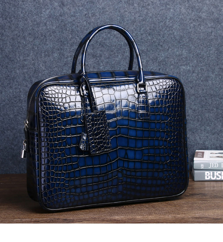 Whatna ワニ革 本革 ビジネス バッグメンズ 2way ショルダー 手提げ バッグ クロコダイル革 ブリーフケース 17インチPC対応 旅行  出張 通勤 通学 就活 面接 バッグ かばん 男性用 6526-5 | Whatna