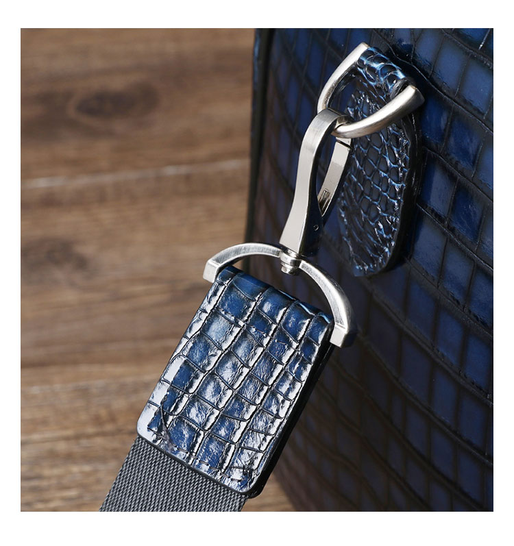 Whatna ワニ革 本革 ビジネス バッグメンズ 2way ショルダー 手提げ バッグ クロコダイル革  ダブルファスナー ブリーフケース 17インチPC対応 旅行 出張 通勤 通学 就活 面接 バッグ かばん 男性用 6515-5-8