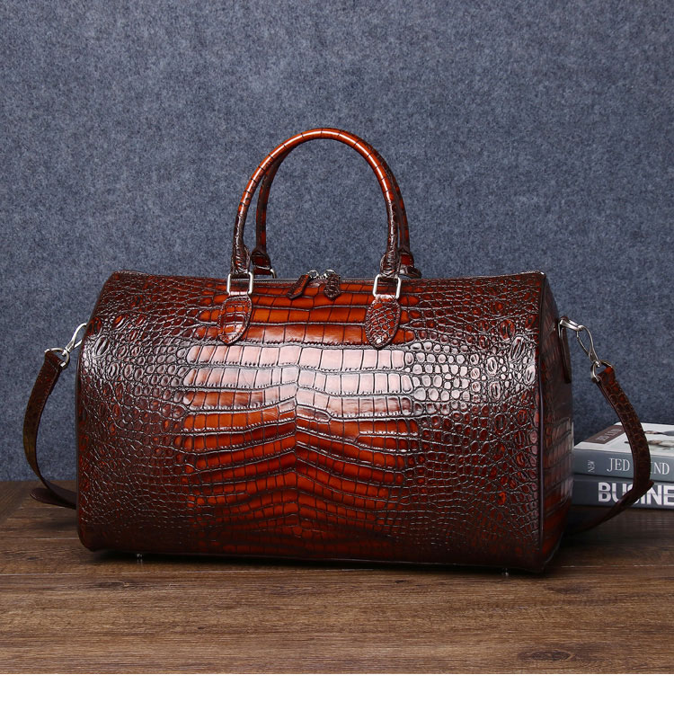 Whatna ワニ革 本革 ビジネス バッグメンズ 2way ショルダー 手提げ バッグ クロコダイル革  ダブルファスナー ブリーフケース 17インチPC対応 旅行 出張 通勤 通学 就活 面接 バッグ かばん 男性用 6515-5-1