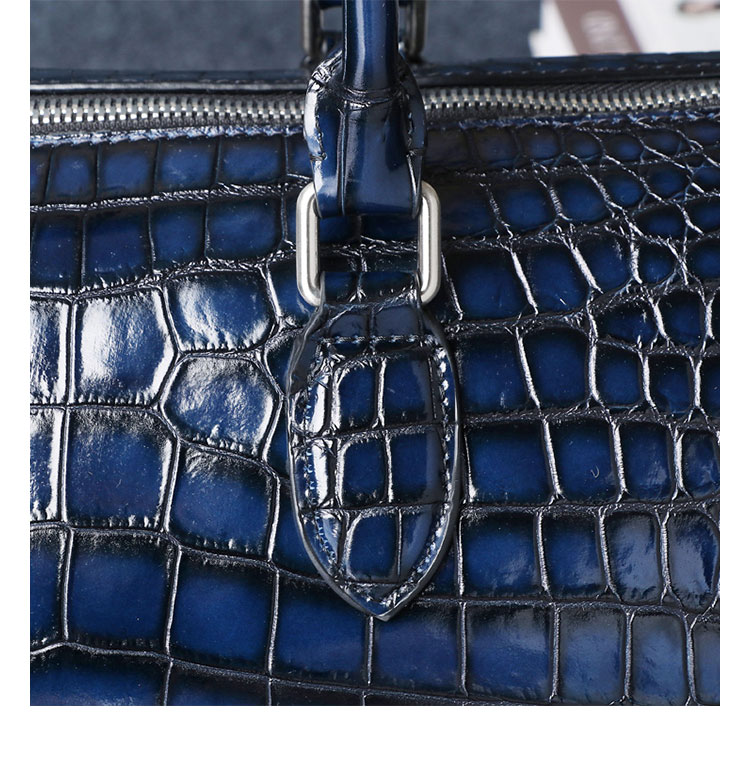 Whatna ワニ革 本革 ビジネス バッグメンズ 2way ショルダー 手提げ バッグ クロコダイル革  ダブルファスナー ブリーフケース 17インチPC対応 旅行 出張 通勤 通学 就活 面接 バッグ かばん 男性用 6515-5-9