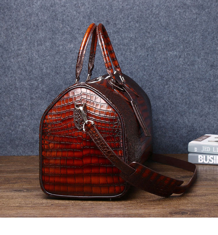 Whatna ワニ革 本革 ビジネス バッグメンズ 2way ショルダー 手提げ バッグ クロコダイル革  ダブルファスナー ブリーフケース 17インチPC対応 旅行 出張 通勤 通学 就活 面接 バッグ かばん 男性用 6515-5-3
