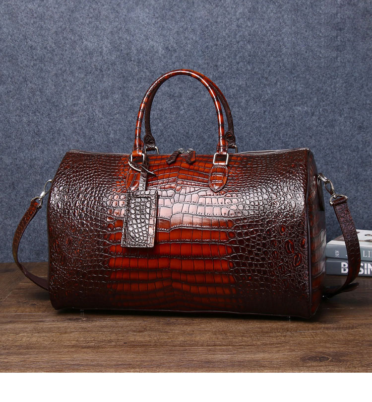 Whatna ワニ革 本革 ビジネス バッグメンズ 2way ショルダー 手提げ バッグ クロコダイル革  ダブルファスナー ブリーフケース 17インチPC対応 旅行 出張 通勤 通学 就活 面接 バッグ かばん 男性用 6515-5-2