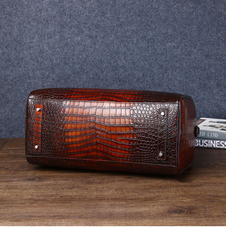 Whatna ワニ革 本革 ビジネス バッグメンズ 2way ショルダー 手提げ バッグ クロコダイル革  ダブルファスナー ブリーフケース 17インチPC対応 旅行 出張 通勤 通学 就活 面接 バッグ かばん 男性用 6515-5-4