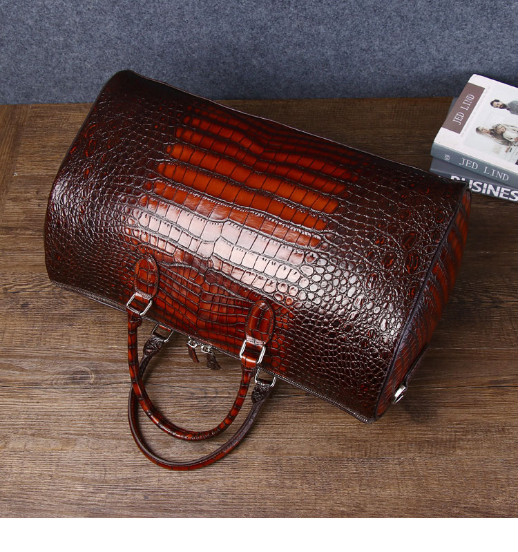 Whatna ワニ革 本革 ビジネス バッグメンズ 2way ショルダー 手提げ バッグ クロコダイル革  ダブルファスナー ブリーフケース 17インチPC対応 旅行 出張 通勤 通学 就活 面接 バッグ かばん 男性用 6515-5-5