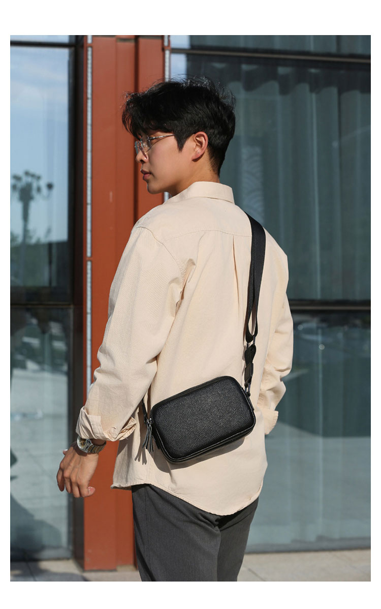 Whatna 牛革 ワンショルダーメンズ ミニショルダーバッグ 斜め掛けバッグ肩掛け ミニ胸バッグ メッセンジャーバッグ 小さい本革レザー 2室仕切 小型ショルダーミニバック肩掛けミニバッグ男女兼用-10