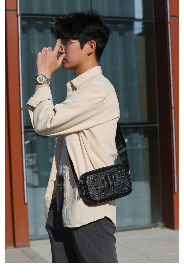 Whatna 牛革 ワンショルダーメンズ ミニショルダーバッグ 斜め掛けバッグ肩掛け ミニ胸バッグ メッセンジャーバッグ 小さい本革レザー 2室仕切 小型ショルダーミニバック肩掛けミニバッグ男女兼用-12