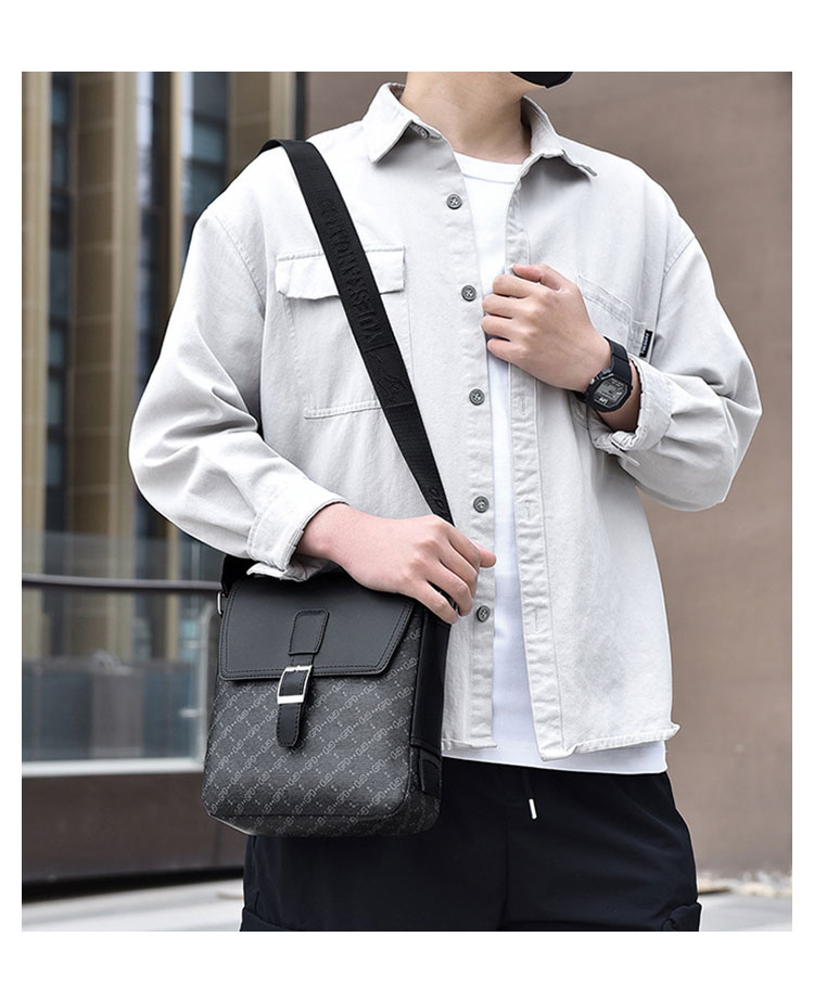 Whatna  斜めがけ ボディバッグ ワンショルダーバッグ メンズかばん 斜めがけ 肩掛けバッグメッセンジャーバッグ シンプル カジュアル ワンショルダーボディバッグPUレザ ー A4  B5 ipad Air 13.3 収納可-10