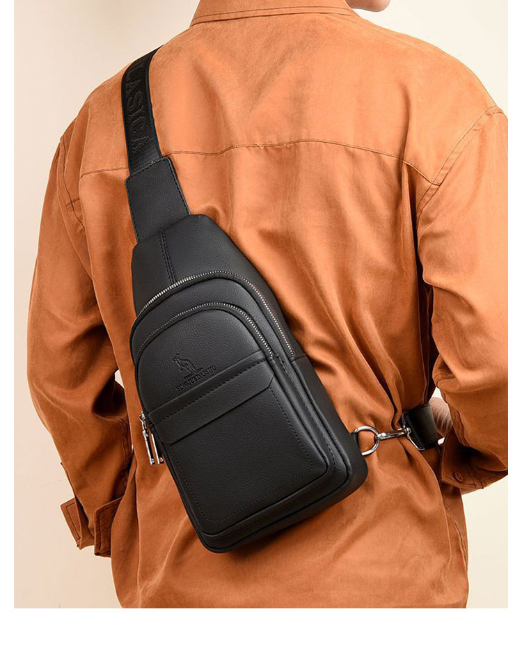 Whatna ワンショルダーメンズ ボディバッグ 斜め掛けバッグ肩掛け 胸バッグ メッセンジャーバッグ 2室仕切PUレザー イヤホン穴付 ダブルファスナー 左右に付け替え可 軽量 男女兼用-7
