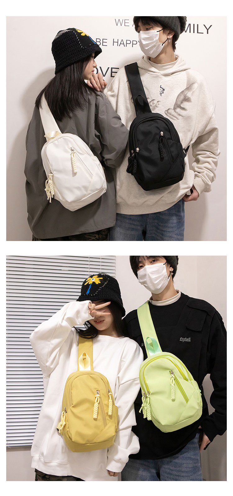 Whatna  ワンショルダーバッグ メンズ  レディース ボディバッグ 胸バッグ 肩掛けバッグ 手提げバック マザーズバッグ 2室仕切 A4サイズ収納可   左右付け替え可能-9