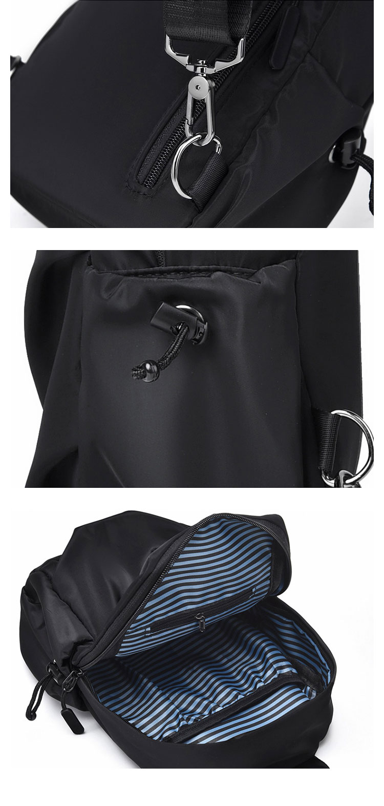 Whatna  ワンショルダーバッグ メンズ  レディース ボディバッグ 胸バッグ 肩掛けバッグ 手提げバック マザーズバッグ ダブルファスナー   左右付け替え可能-10