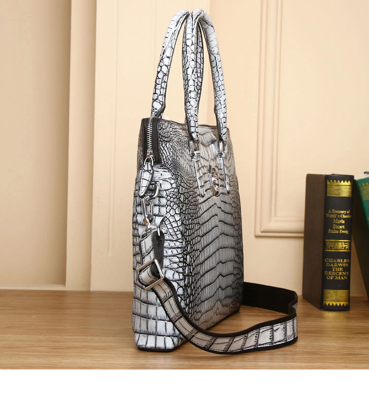 Whatnaワニ革 本革 ビジネス バッグメンズ 2way ショルダー 手提げ バッグ クロコダイル革 ブリーフケース 15.6インチPC対応 旅行 出張 通勤 通学 就活 面接 バッグ かばん 男性用 99507-3